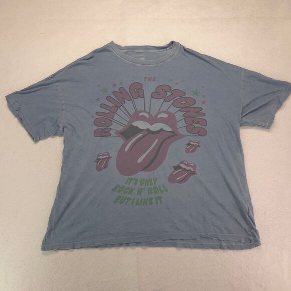 The Rolling Stones Band Crew Neck Short Sleeve T Shirt Mens Size 2XL Blue - Picture 2 of 9
